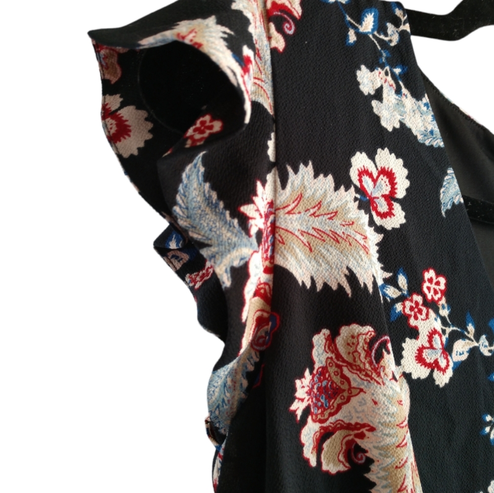 SALE Lauren Ralph Lauren Crepe Floral Midi Dress Flowy Boho Cap Sleeves Size 4 - Picture 6 of 13